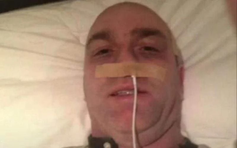 DJ Carey with a phone charger up his nose pretending to be undergoing treatment for cancer. DJ Carey with a phone charger up his nose pretending to be undergoing treatment for cancer.