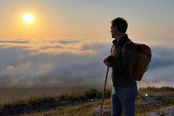 Eoin Warner by Eagle Rock in the Burren. (Crossing the Line Productions)