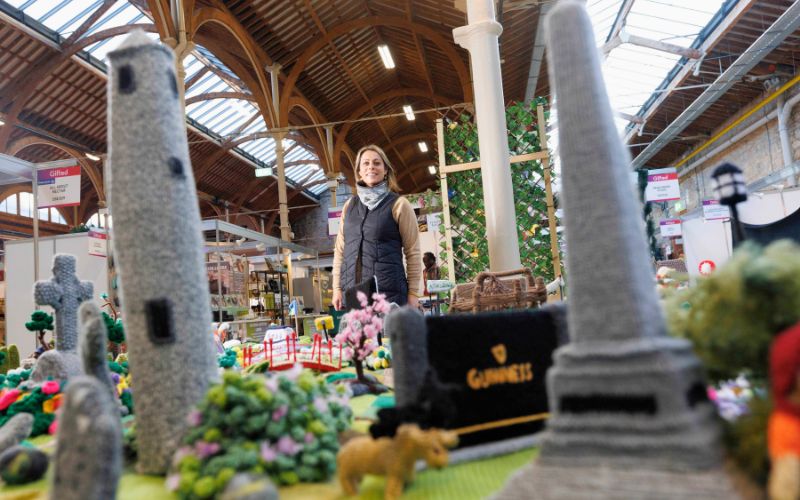 A person admiring the world record-breaking knitted map of Ireland. A person admiring the world record-breaking knitted map of Ireland.