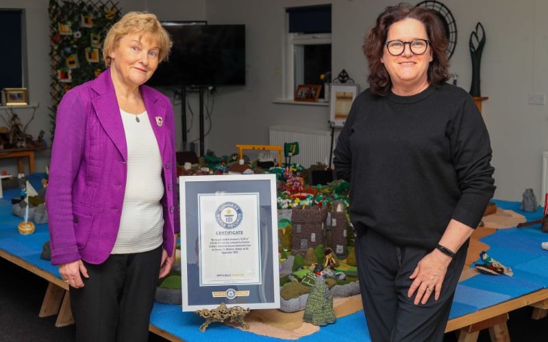 Liz Butler (R) and her fellow Creative Crafters member Mary Blake (L) before the piece went on display at Gifted. Liz Butler (R) and her fellow Creative Crafters member Mary Blake (L) before the piece went on display at Gifted.
