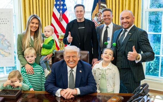 Conor McGregor with his family and US President Donald Trump and Elon Musk in the White House on St. Patrick's Day, March 17, 2025. Conor McGregor with his family and US President Donald Trump and Elon Musk in the White House on St. Patrick's Day, March 17, 2025.