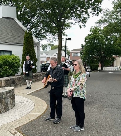 Singing the National Anthems of Ireland and America, Judy O’Halloran Sullivan and Con O’Halloran. Singing the National Anthems of Ireland and America, Judy O’Halloran Sullivan and Con O’Halloran.