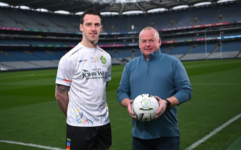 Féile veteran and John West Féile 2025 Ambassador, inter-county Gaelic football star Niall Morgan, Tyrone with his father Martin Morgan at Croke Park in advance of the John West Féile 2025 finals. (David Fitzgerald / Sportsfile) Féile veteran and John West Féile 2025 Ambassador, inter-county Gaelic football star Niall Morgan, Tyrone with his father Martin Morgan at Croke Park in advance of the John West Féile 2025 finals. (David Fitzgerald / Sportsfile)