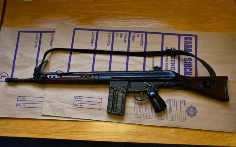 The G3 Rifle seized by gardaí during an operation in Co Kildare on March 2, 2024. (An Garda Siochana) The G3 Rifle seized by gardaí during an operation in Co Kildare on March 2, 2024. (An Garda Siochana)