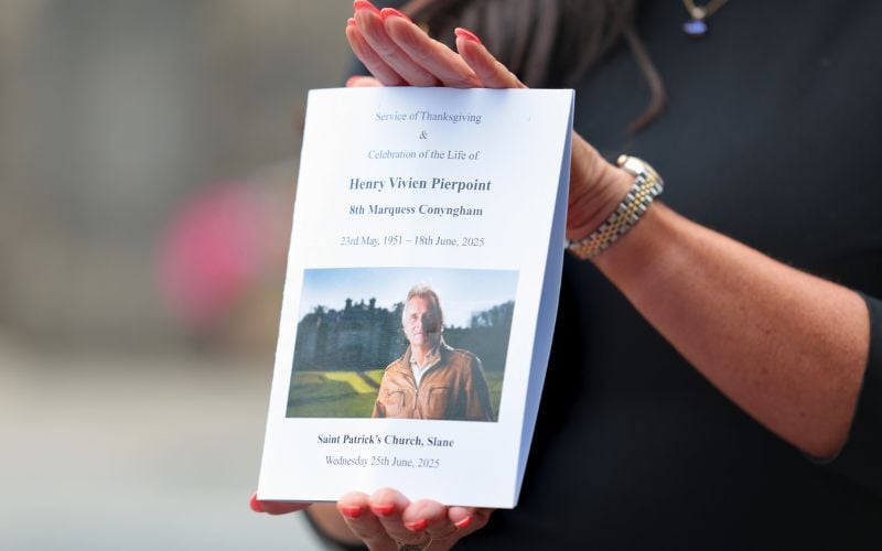 June 25, 2025: The service booklet for the funeral of Lord Henry Mount Charles in Slane, Co Meath. (RollingNews.ie) June 25, 2025: The service booklet for the funeral of Lord Henry Mount Charles in Slane, Co Meath. (RollingNews.ie)