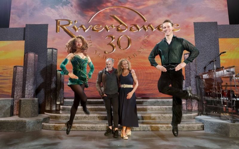 Director John McColgan with former Riverdance leads Breandán de Gallaí and Susan Ginnity, and Amy Mae Dolan and Fergus Fitzpatrick ahead of a special Riverdance Alumni event at the Gaiety Theatre to mark 30 years of Riverdance. Director John McColgan with former Riverdance leads Breandán de Gallaí and Susan Ginnity, and Amy Mae Dolan and Fergus Fitzpatrick ahead of a special Riverdance Alumni event at the Gaiety Theatre to mark 30 years of Riverdance.