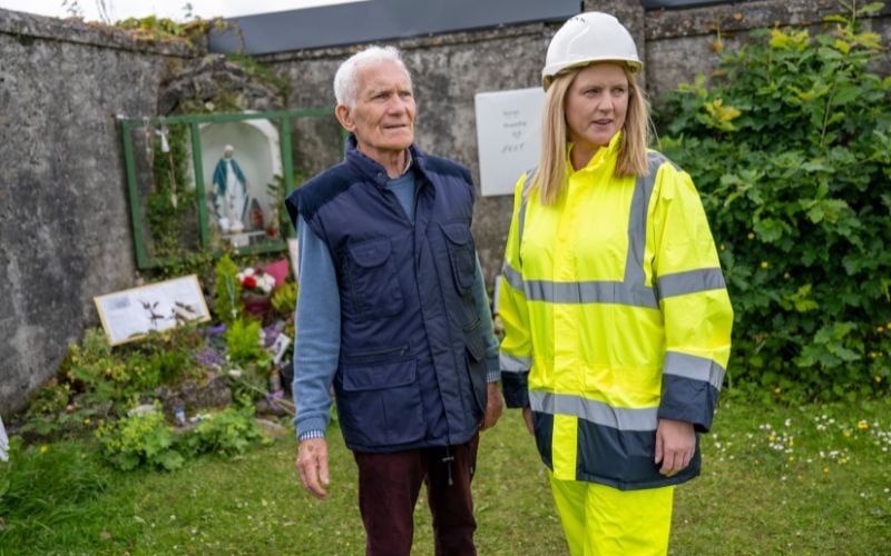 June 16, 2025: Peter Mulryan with ODAIT's Selina Brogan at the site of the Tuam Mother and Baby Home in Co Galway. (Andrew Downes) June 16, 2025: Peter Mulryan with ODAIT's Selina Brogan at the site of the Tuam Mother and Baby Home in Co Galway. (Andrew Downes)