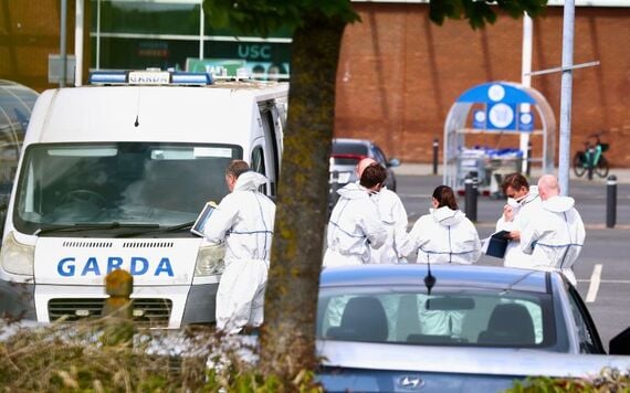 June 2, 2025: Gardai at Fairgreen Shopping Centre in Co Carlow the day after the firearms incident. (RollingNews.ie) June 2, 2025: Gardai at Fairgreen Shopping Centre in Co Carlow the day after the firearms incident. (RollingNews.ie)