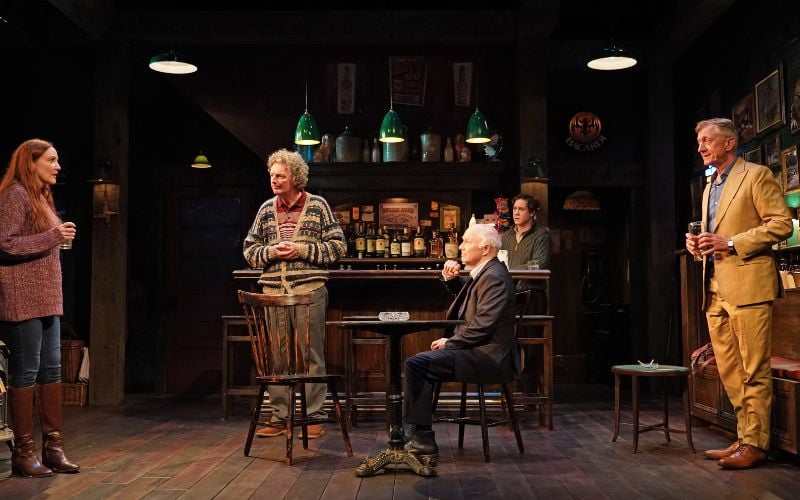 Sarah Street, John Keating, Dan Butler, Johnny Hopkins, and Sean Gormley in the Irish Rep's 2025 production of "The Weir." (Carol Rosegg) Sarah Street, John Keating, Dan Butler, Johnny Hopkins, and Sean Gormley in the Irish Rep's 2025 production of "The Weir." (Carol Rosegg)