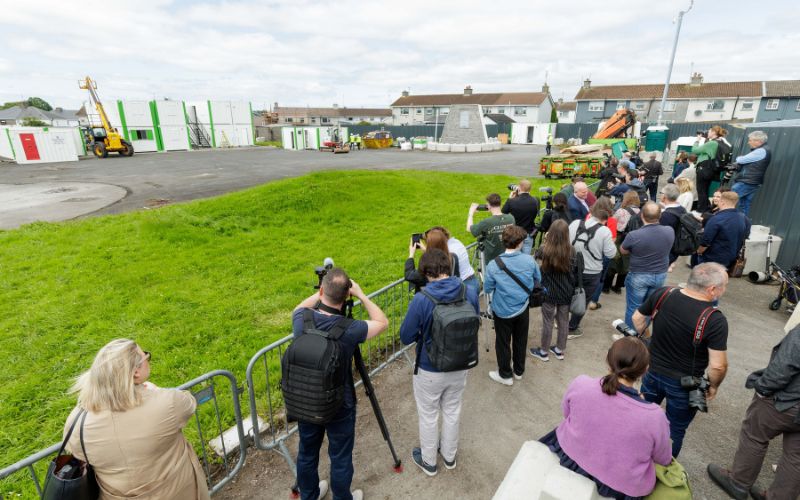 July 7, 2025: Media at the site of the former Tuam Mother & Baby Home in Co Galway ahead of the excavations. July 7, 2025: Media at the site of the former Tuam Mother & Baby Home in Co Galway ahead of the excavations.