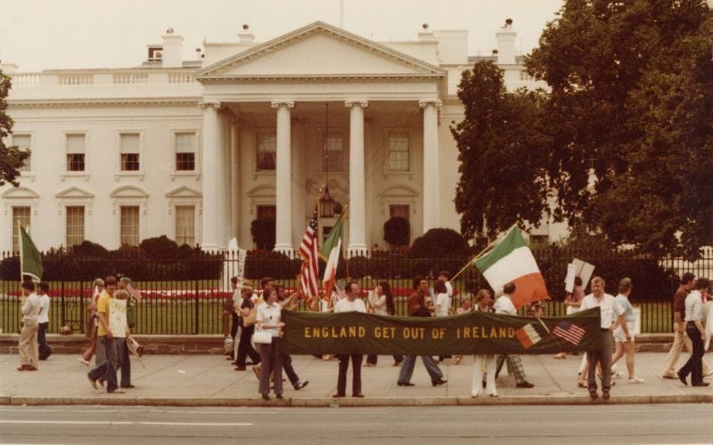 An 'England Get Out of Ireland' banner outside the White House. (PushPull Media) An 'England Get Out of Ireland' banner outside the White House. (PushPull Media)
