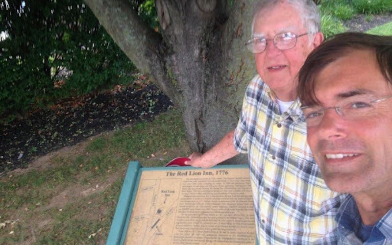 The author and his father, William George Carolan, in August 2017, at the site of their ancestor’s first home in the U.S. circa 1850, in the center of Willow Grove, Montgomery County, Pennsylvania, at the intersection of Easton Road, Park Avenue and the historic York Road. The author and his father, William George Carolan, in August 2017, at the site of their ancestor’s first home in the U.S. circa 1850, in the center of Willow Grove, Montgomery County, Pennsylvania, at the intersection of Easton Road, Park Avenue and the historic York Road.