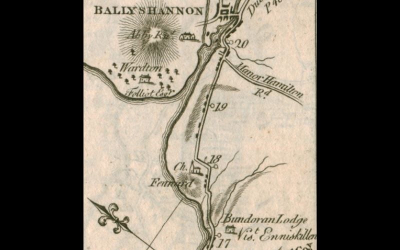 Bundoran Lodge on Taylor and Skinner’s map, 1777. Bundoran Lodge on Taylor and Skinner’s map, 1777.