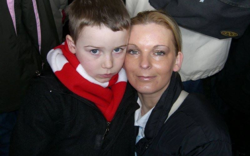 Catherine O'Leary and her son. Catherine O'Leary and her son.
