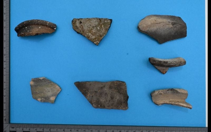 Ancient and unrelated (medieval) pottery recovered in the first six weeks of excavation. (ODAIT) Ancient and unrelated (medieval) pottery recovered in the first six weeks of excavation. (ODAIT)