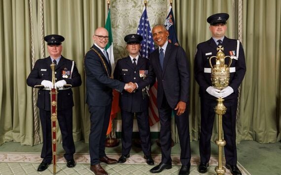 Barack Obama with the Lord Mayor of Dublin. Pic: RollingNews Barack Obama with the Lord Mayor of Dublin. Pic: RollingNews