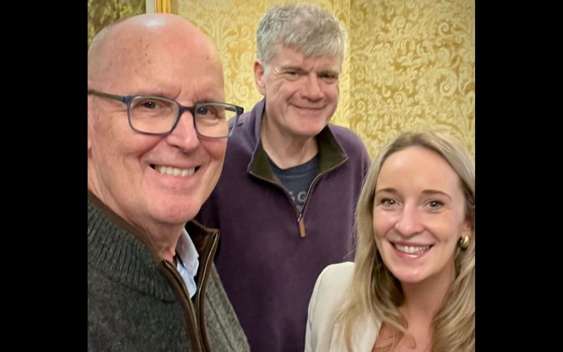 Irish Stew Podcast hosts John Lee and Martin Nutty with Ciara Maxwell.