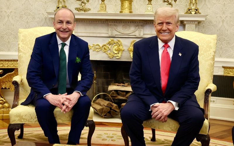 March 12, 2025: Taoiseach Micheal Martin and President Donald Trump in the Oval Office of the White House in Washington, DC. (RollingNews.ie) March 12, 2025: Taoiseach Micheal Martin and President Donald Trump in the Oval Office of the White House in Washington, DC. (RollingNews.ie)