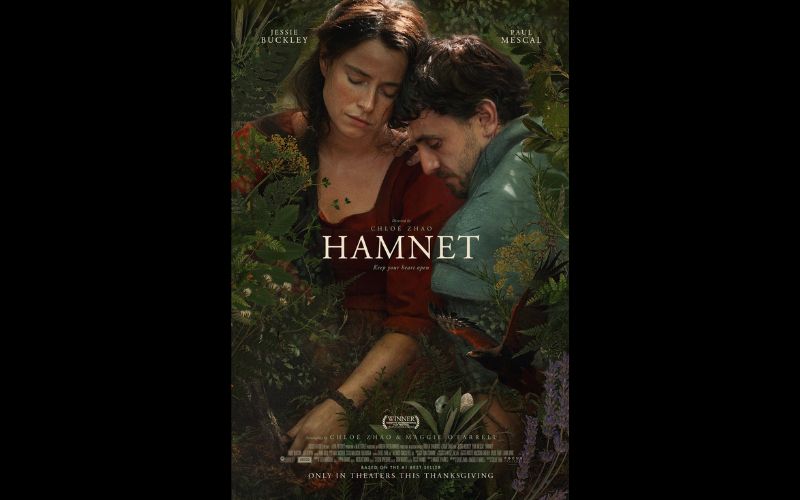 Jessie Buckley and Paul Mescal on the film poster for "Hamnet." (Focus Features) Jessie Buckley and Paul Mescal on the film poster for "Hamnet." (Focus Features)