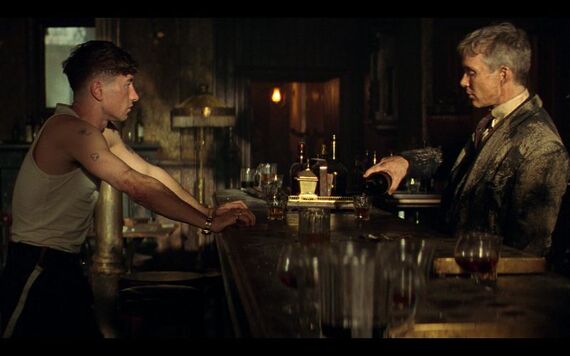 Barry Keoghan (L) and Cillian Murphy (R) in "Peaky Blinders: The Immortal Man." (Netflix)