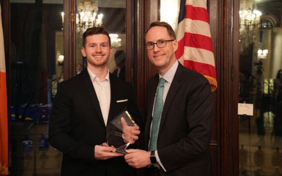 Harry Donnelly of Circuit, winner of the Rising Star Award with Chair of IrishCentral, Liam Lynch.
