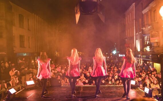 Irish dancers performing as part of the Waterford St. Patrick's Day festivities.