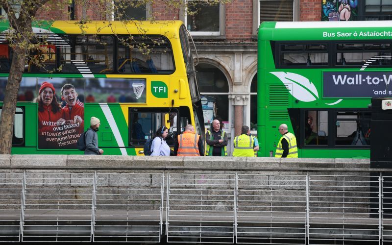 April 8, 2026: Dublin Bus staff wait for traffic to move in Dublin. (RollingNews.ie)