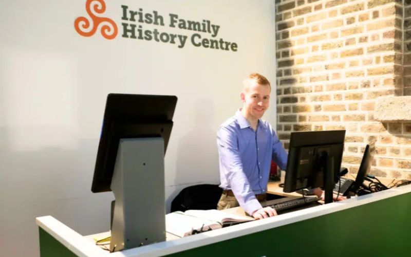 Ticket desk at the Irish Family History Centre in EPIC, The Irish Emigration Museum in Dublin.