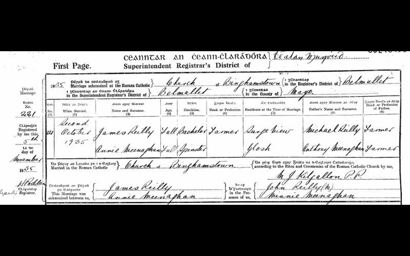 My great-grandparents' marriage record.
