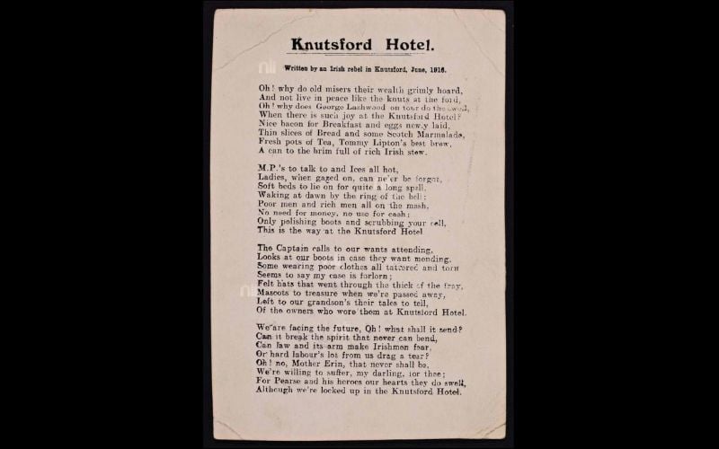 Knutsford Hotel: Written by an Irish Rebel in Knutsford, June, 1916. s.n., 1916. National Library of Ireland.