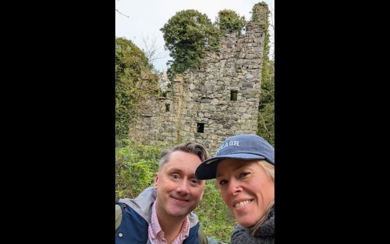 Thomas McGinnis and Anne Harper at the newly-identified monument, March 2026.