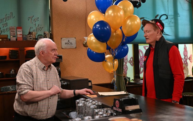 Conan O'Brien filming his cameo for the Irish language series "Ros na Rún." Conan O'Brien filming his cameo for the Irish language series "Ros na Rún."