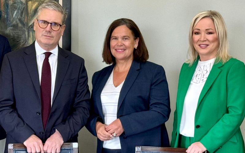 July 2024: New Prime Minister Keir Starmer with Mary Lou McDonald and Michelle O'Neill. July 2024: New Prime Minister Keir Starmer with Mary Lou McDonald and Michelle O'Neill.