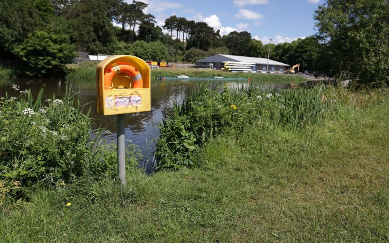 A lifebuoy at the scene where a man Thomas Griffin, who died swimming across River Liffey after alleged assault in the the War Memorial Gardens Islandbridge. Photo: Leah Farrell/© RollingNews.ie