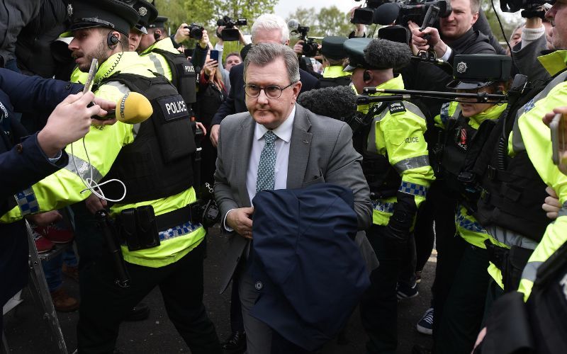 April 24, 2024: Jeffrey Donaldson at Newry Magistrates Court. (Getty Images)