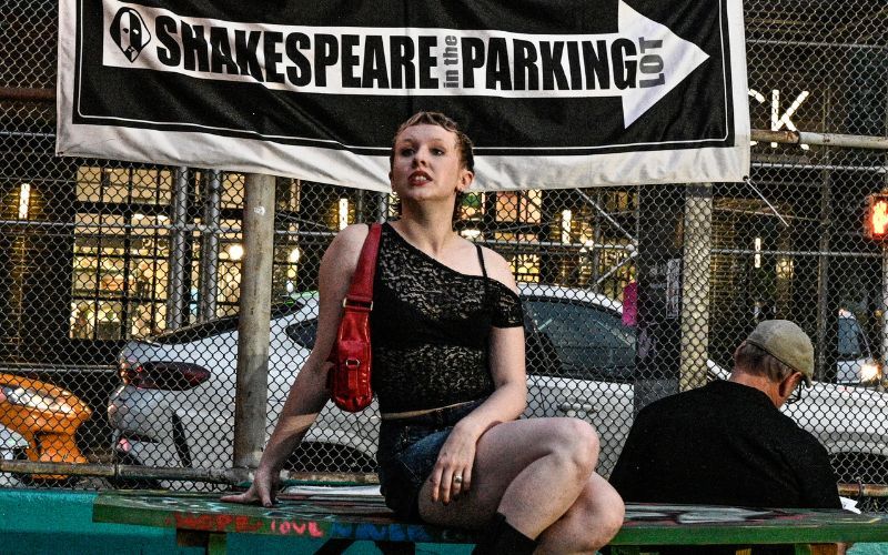 Carly Grissom as Audrey is The Drilling Company's Shakespeare in Parking Lot's 2026 production of "As You Like It." (Lee Wexler)