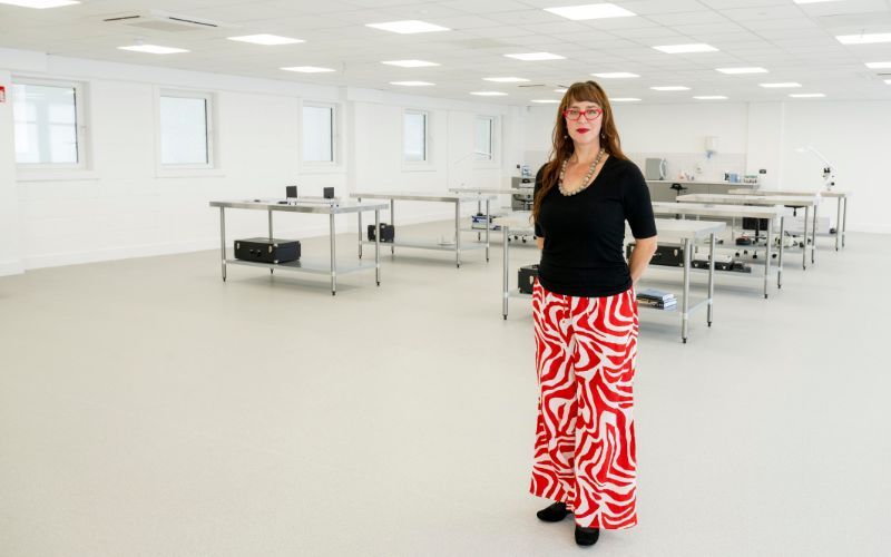 July 22, 2026: Dr. Allysha P. Winburn, Forensic Laboratory Coordinator in the new Forensic Facility and Mortuary in Toghermore prior to commencement of case work at ODAIT, Tuam. (Andrew Downes / xposure)
