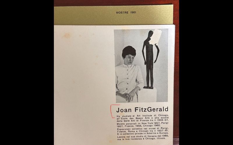 Joan Fitzgerald, pictured in Italian Exhibit Catalog, American Irish Historical Society.