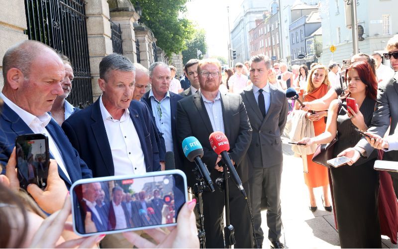 Bill Kenneally survivors Jason Clancy, Barry Murphy, Colin Power, Kevin Keating and Paul Walsh speaking to the media and reporters outside the Dail (Leinster House). Bill Kenneally survivors Jason Clancy, Barry Murphy, Colin Power, Kevin Keating and Paul Walsh speaking to the media and reporters outside the Dail (Leinster House).