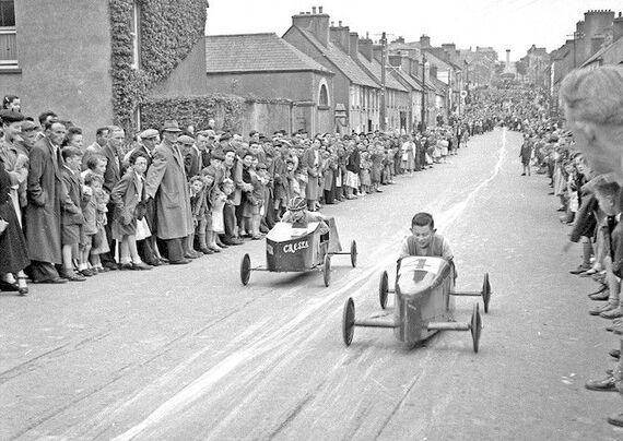 Soap Box cars racing down James Street, Westport, Co. Mayo. (Image © Liam Lyons Collection)