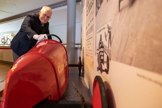 Liam Doherty, Curator, Irish Folklife Division, National Museum of Ireland, photographed at the Soap Box car which is on display now at the National Museum of Ireland, Turlough Park, Co. Mayo. (Image: Karen Cox).