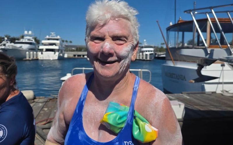 Maura Twomey after successfully completing the Catalina Channel Challenge.