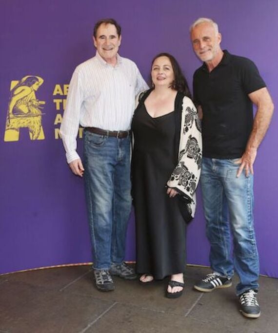 Artistic Director Caitríona McLaughlin with actors Richard Kind and Tim Murphy. (Leon Farrell/Photocall Ireland)