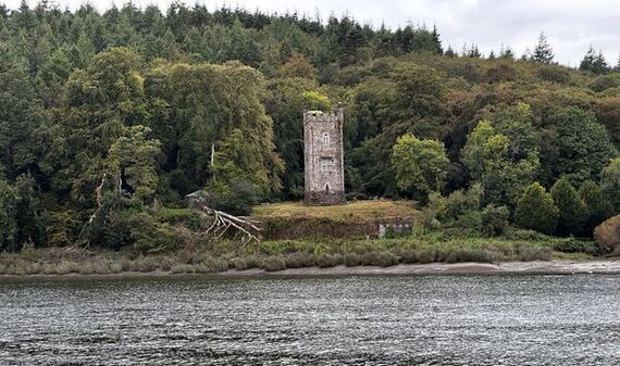 Mark Zuckerberg purchased the 200 year old Strancally Castle on the banks of the River Blackwater, in Co. Waterford. Photo shows a tower feature on River Blackwater. The castle is hidden to the right, behind the trees. (RollingNews.ie)