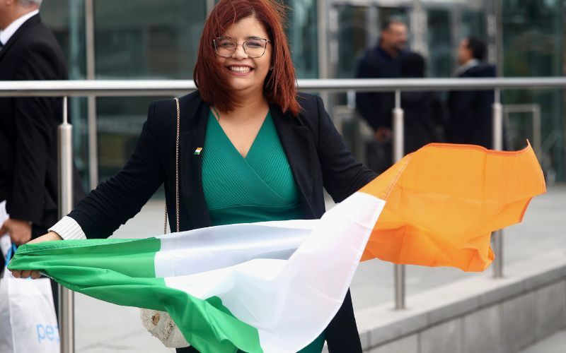 September 17, 2026: Vicky Ama from Brazil after receiving Irish citizenship at the Convention Centre Dublin. (RollingNews.ie) September 17, 2026: Vicky Ama from Brazil after receiving Irish citizenship at the Convention Centre Dublin. (RollingNews.ie)