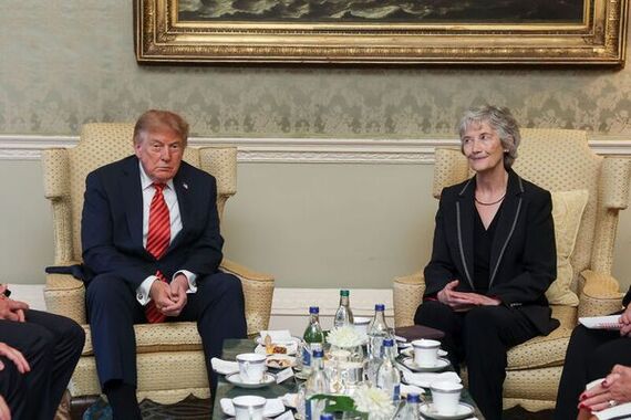 Irish President Connolly and U.S. President Donald Trump during meeting in Áras an Uachtaráin while on a courtesy call at the start of his visit to Ireland. (Photo: Tony Maxwell/RollingNews.ie)