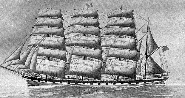 The Hougoumont, Australia’s last convict ship. Credit: Wikimedia