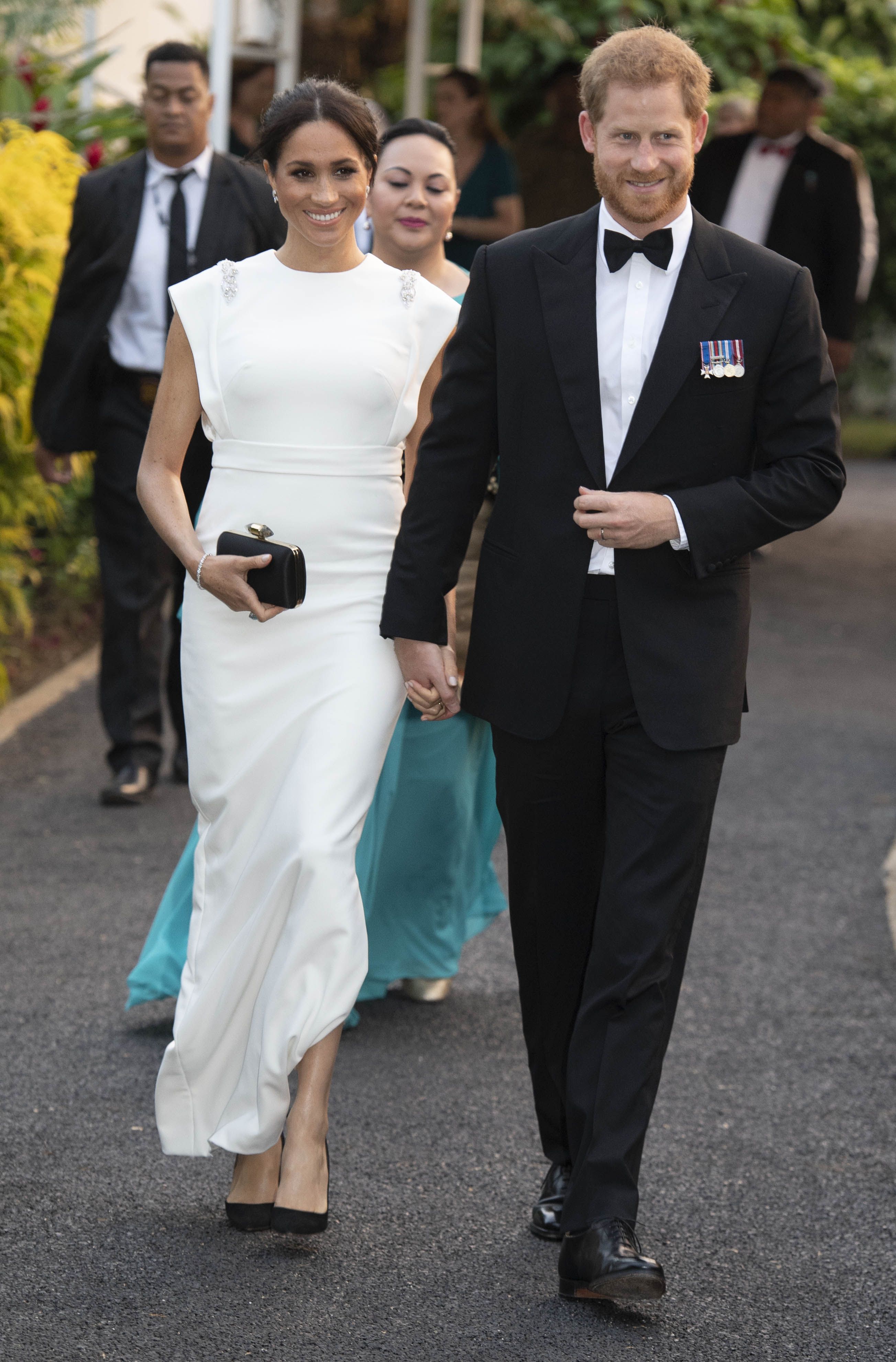 Meghan Markle in Theia and husband Prince Harry (Getty)