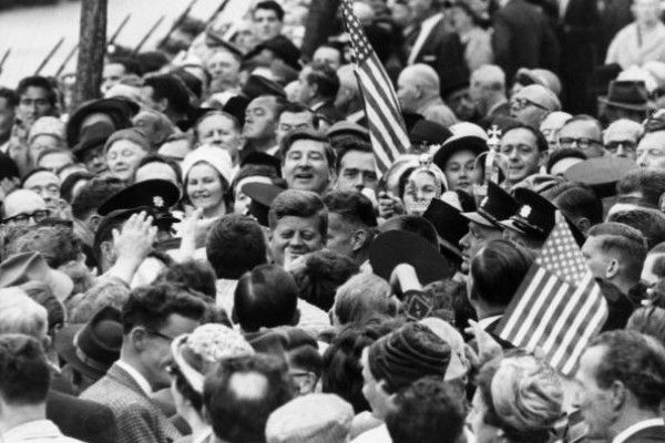 JFK amongst an Irish crowd (Getty)