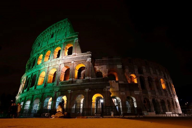 The Colosseum in Italy on St. Patrick's Day (Getty Images)